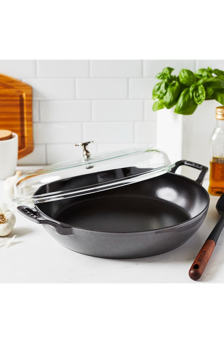 Staub 3.5 Quart Enameled Cast Iron Braiser with Glass Lid, Alternate, color, Graphite Grey