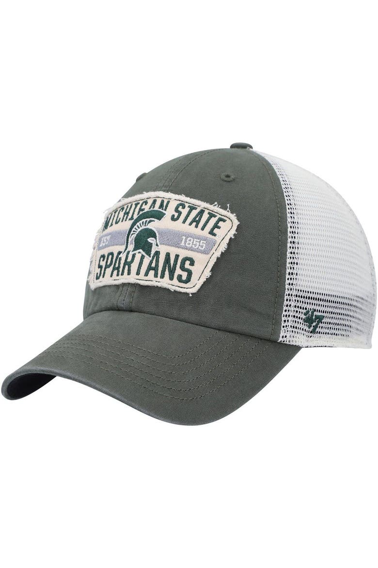 Men's '47 Green Michigan State Spartans Crawford Clean Up Trucker Snapback Hat, Main, color, Green