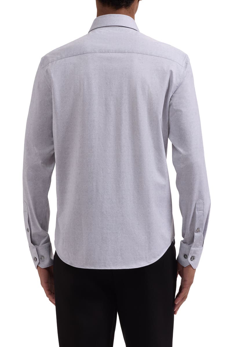 Bugatchi Jimmy OoohCotton<sup>®</sup> Paisley Button-Up Shirt, Alternate, color, Platinum