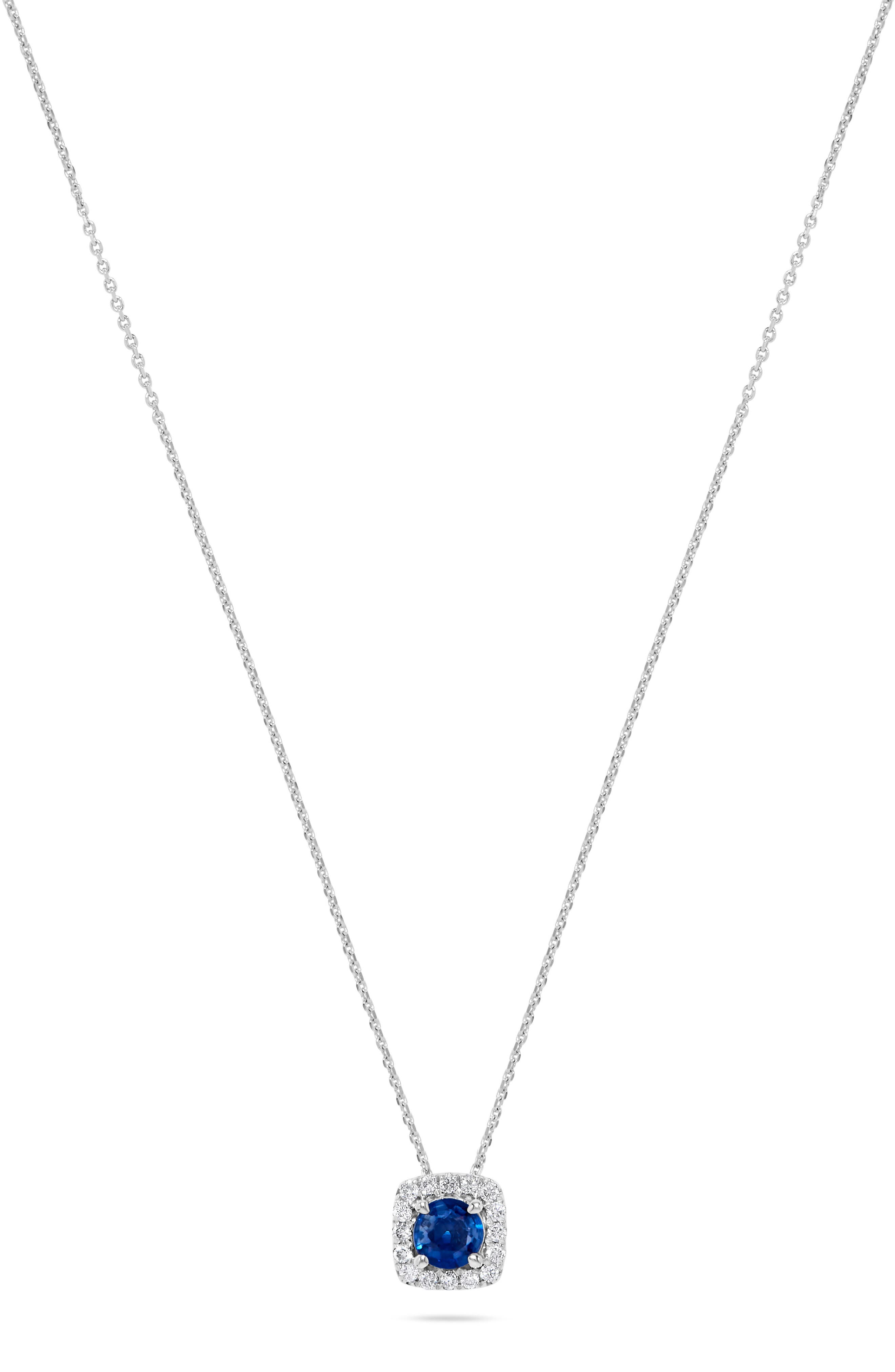 H.J. Namdar Diamond Halo Sapphire Pendant Necklace