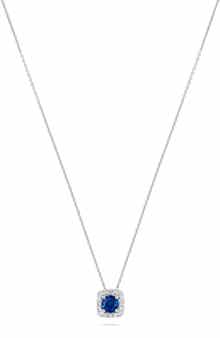 H.J. Namdar Diamond Halo Sapphire Pendant Necklace