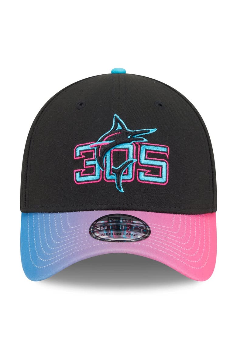 Men's New Era Black/Pink Miami Marlins 2025 City Connect 39THIRTY Flex Hat, Alternate, color, Black