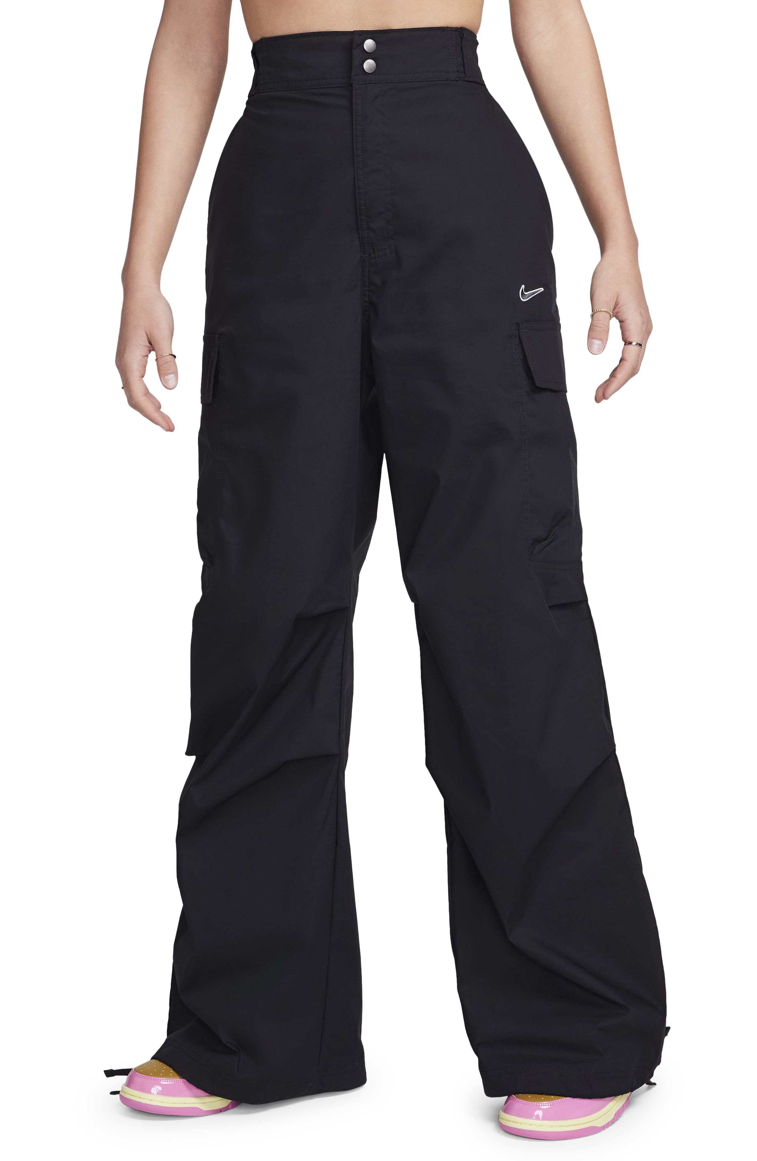 High Waist Woven Cargo Pants