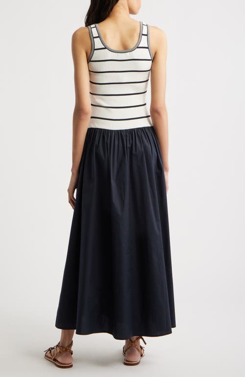 Shop Moon River Mixed Media Maxi Dress In Navy