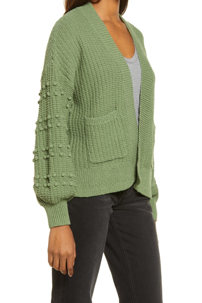 Bobble Cardigan Sweater, Alternate, color, FADED PALM
