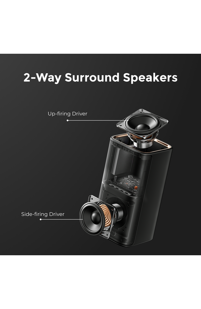 Ultimea skywave series 7.1.4ch Dolby Atmos wireless surround sound system with 10" subwoofer and 2 surround speakers, Alternate, color, Black