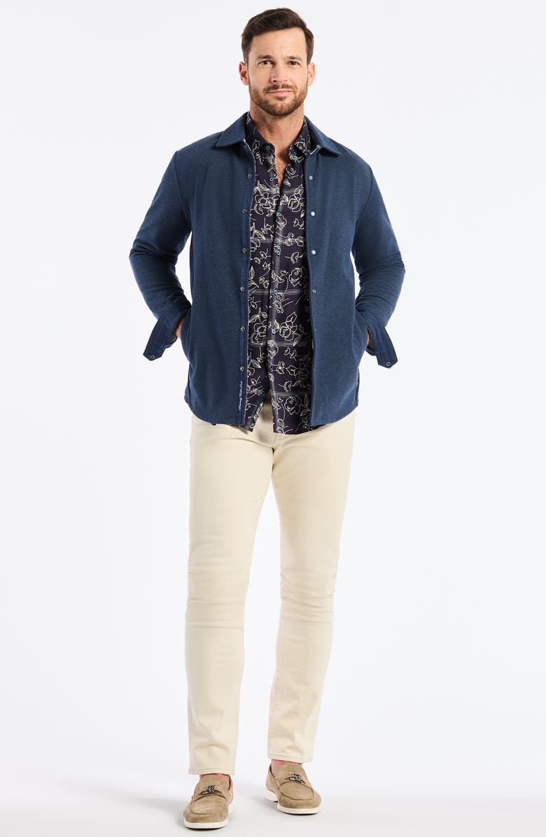 Robert Graham Kellan Knit Snap-Up Shirt Jacket, Alternate, color, Navy