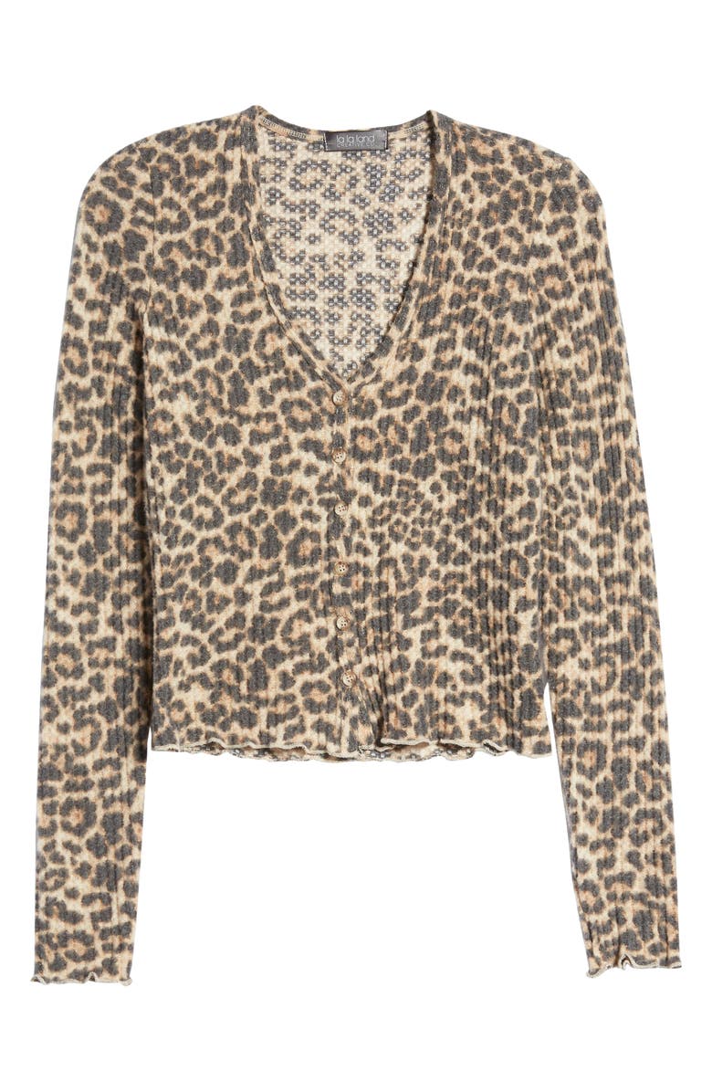La La Land Creative Co Leopard Print Crop Cardigan, Alternate, color, 