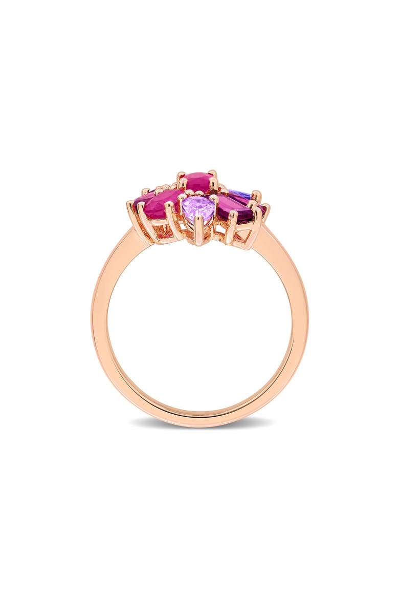 Rose Gold Plated Multi Stone Cluster Ring, Alternate, color, MULTICOLOR
