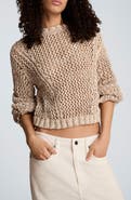 Kenneth Cole Two Tone Open Stitch Cotton Blend Sweater