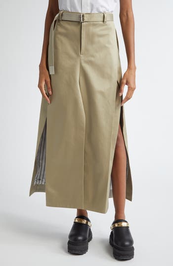 sacai 国内買付 Cotton Chino Skirt Sacai Belted Cotton Chinos Skirt | Nordstrom