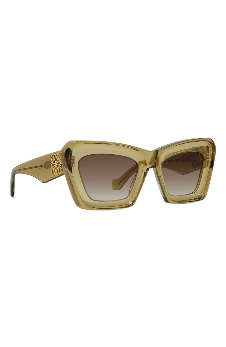 Loewe Chunky Anagram 46mm Rectangular Sunglasses, Alternate, color, Shiny Dark Green / Gradient