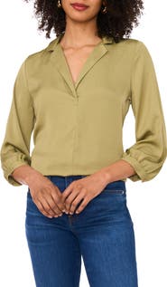 Vince Camuto Notch Collar Crepe Top