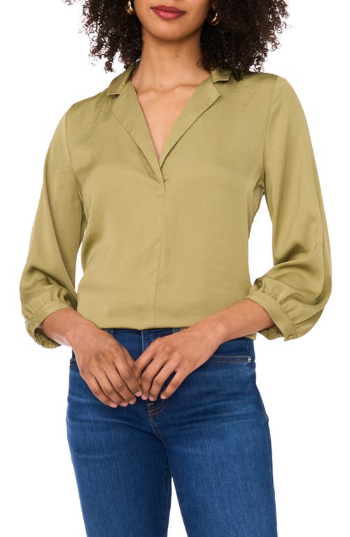 Vince Camuto Notch Collar Crepe Top In Green