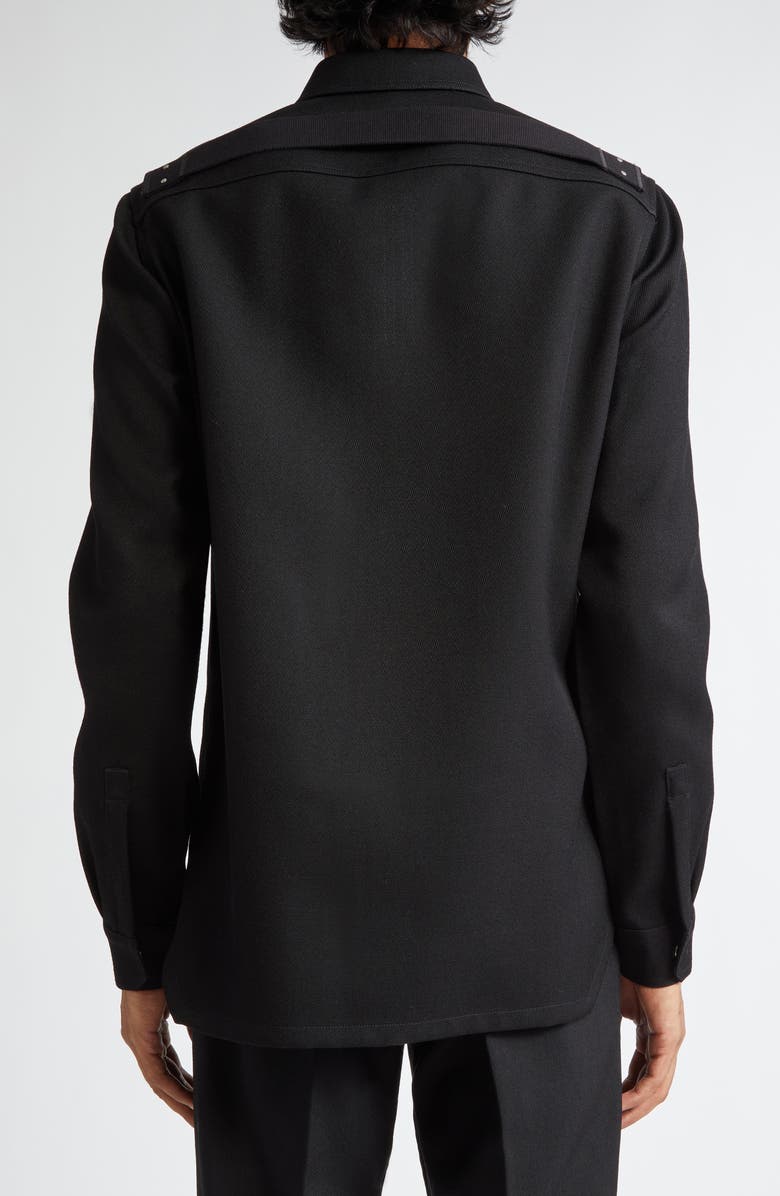Rick Owens Wool Button-Up Shirt, Alternate, color, Black