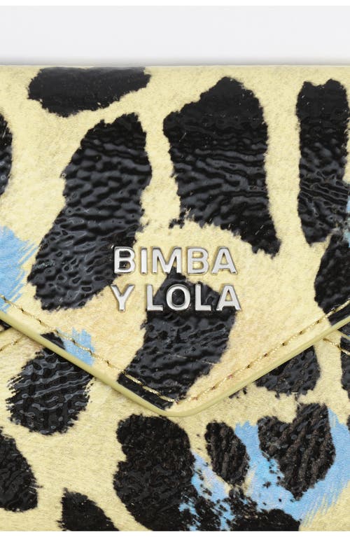 Bimba Y Lola Textured Shiny Leopard Flap Card Holder In Green