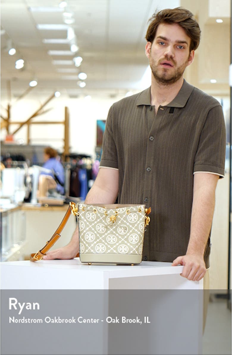 T Monogram Embossed Leather Bucket Bag, sales video thumbnail