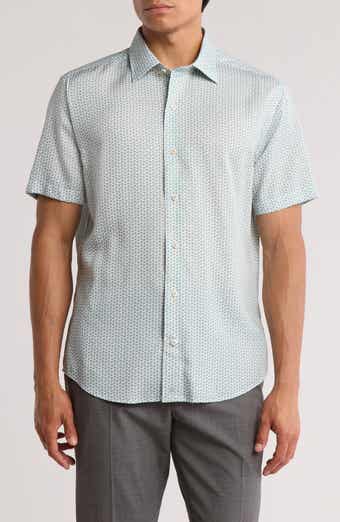 David Donahue Floral Print Short Sleeve Sport Shirt