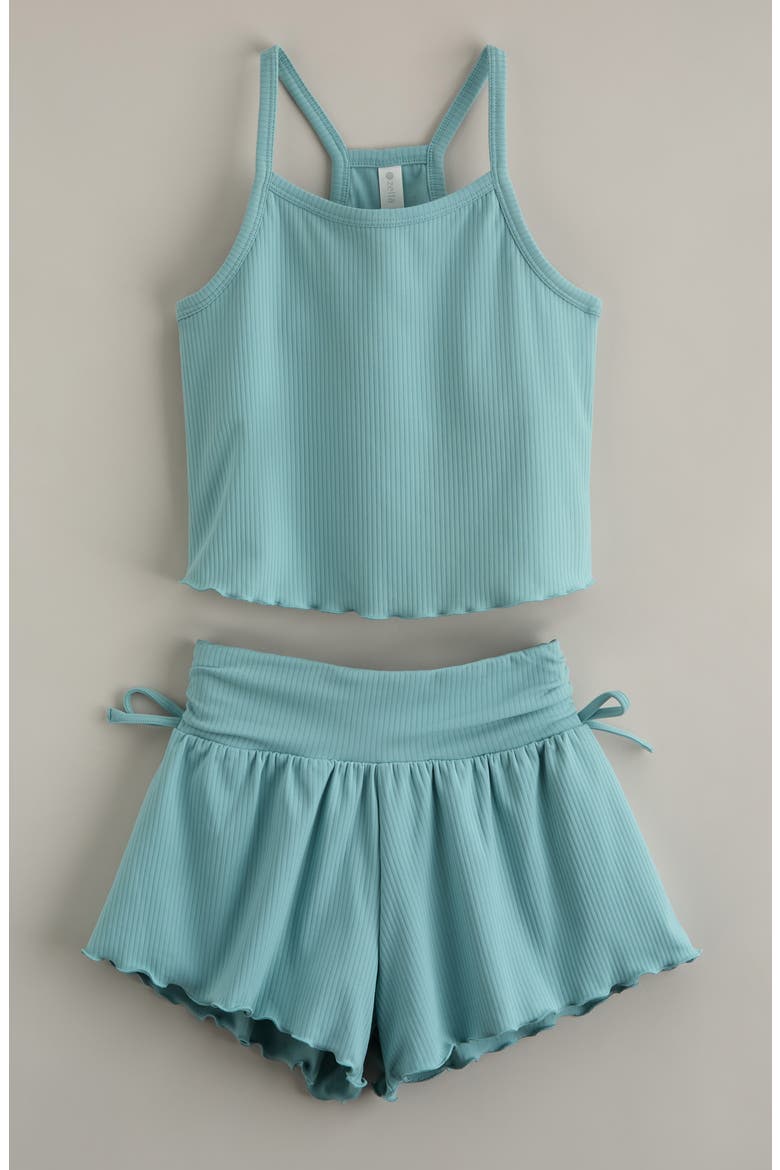Kids' Rhythym Rib Tank & Shorts Set, Main, color, TEAL AQUIFER