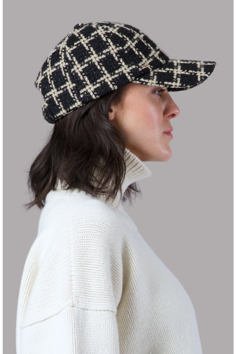 Windowpane Tweed Baseball Cap, Alternate, color, BLACK/ BEIGE