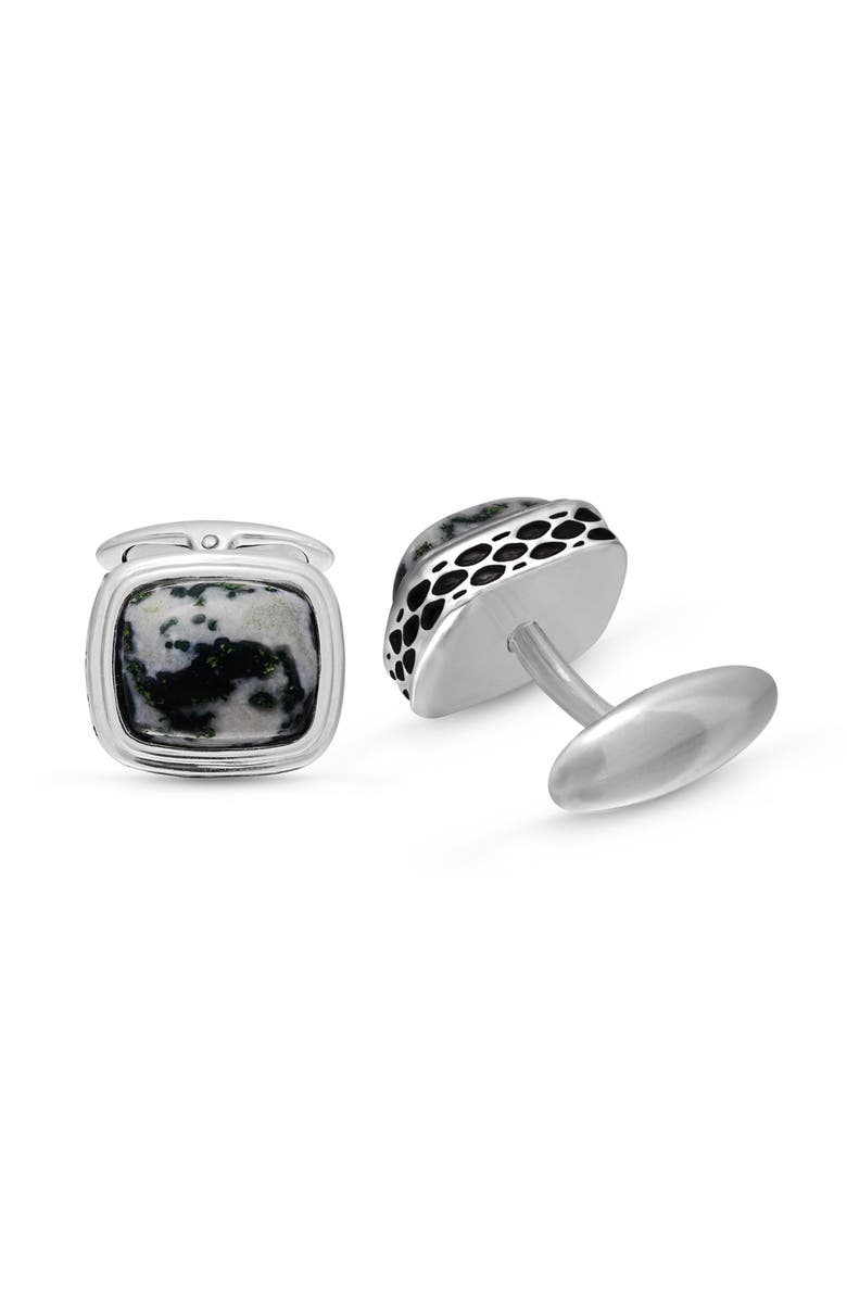 LuvMyJewelry Tree Agate Sterling Silver Men Cufflinks, Alternate, color, Silver