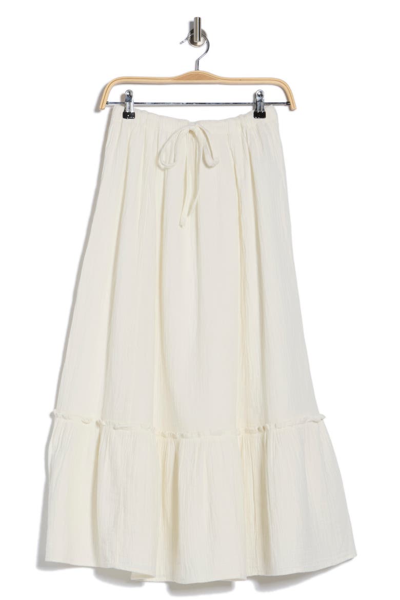 Tiered Cotton Gauze Maxi Skirt, Alternate, color, IVORY