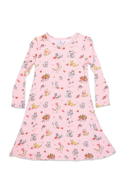 Kids' Love Kittens Long Sleeve Dress