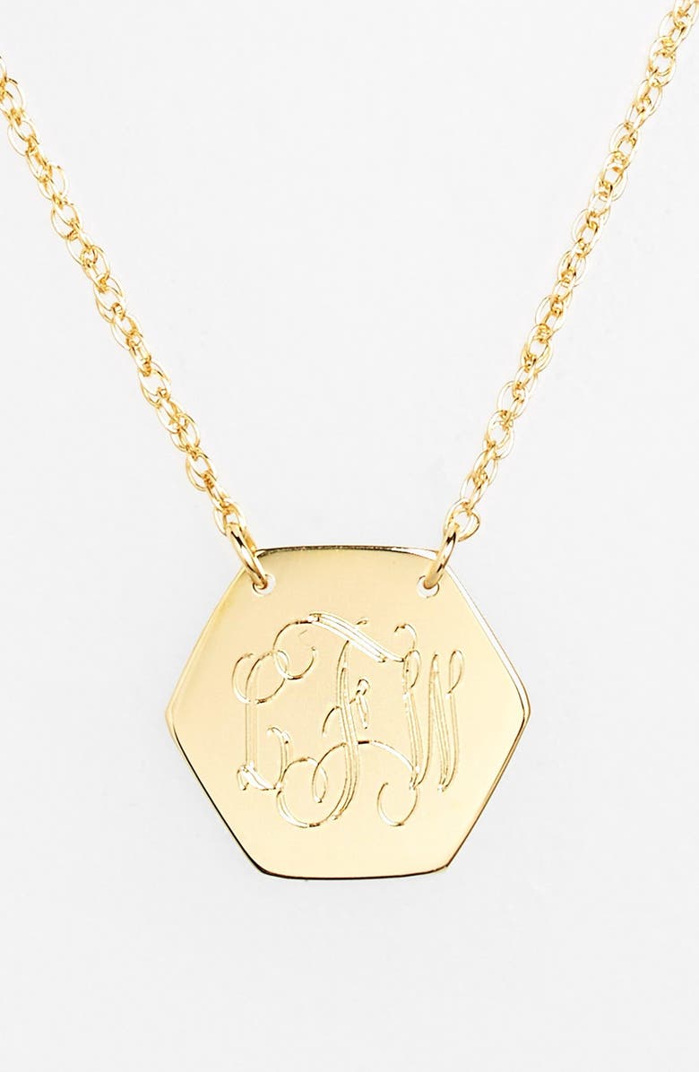 Jane Basch Designs Personalized Hexagon Pendant Necklace, Main, color,