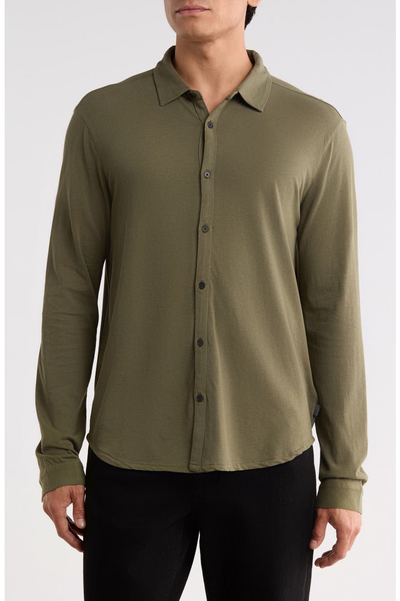 Clark Organic Cotton Button-Up Shirt, Main, color, OLIVE