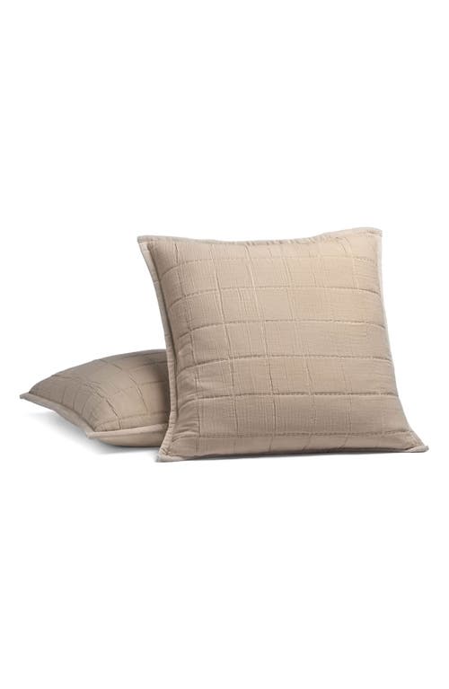 Crane Air Set Of 2 Quilted Euro Pillow Shams In Neutral