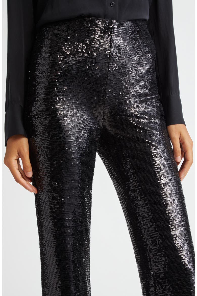 Honor Sequin Flare Leg Pants, Alternate, color, BLACK