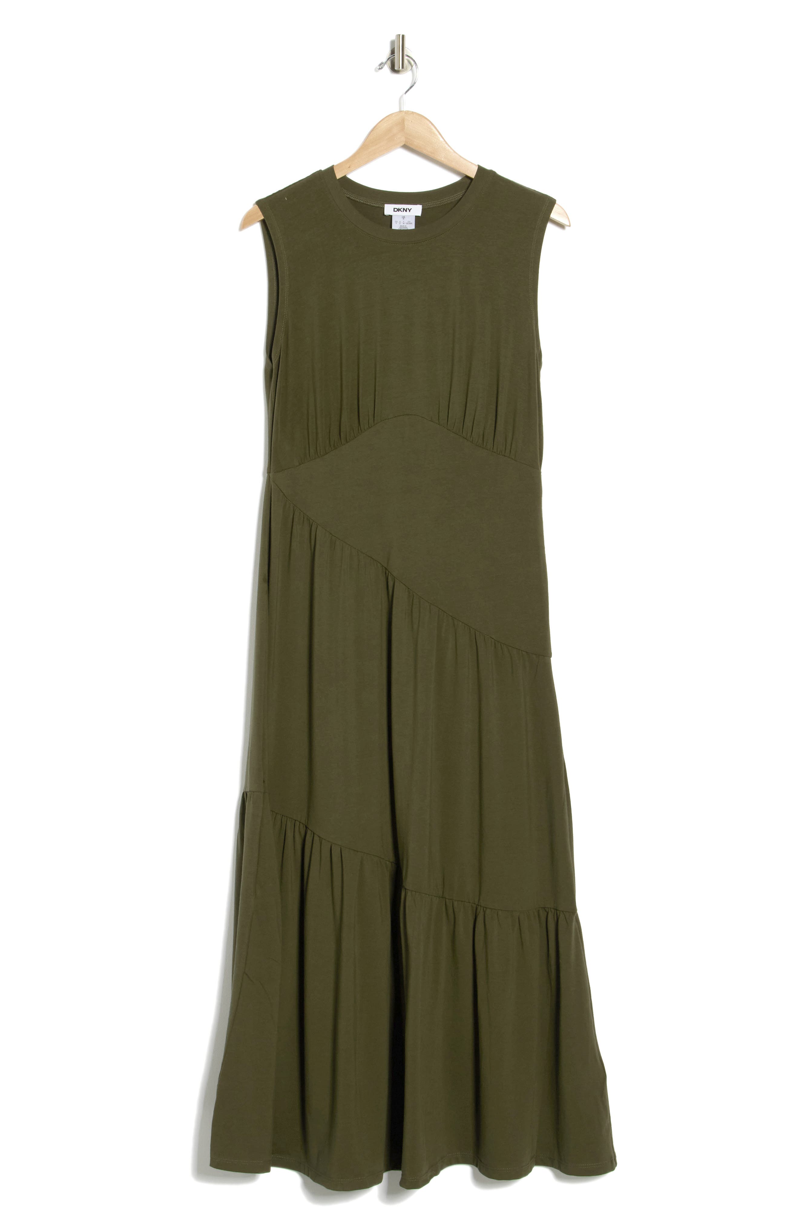 DKNY Gathered Sleeveless Tiered Maxi Dress