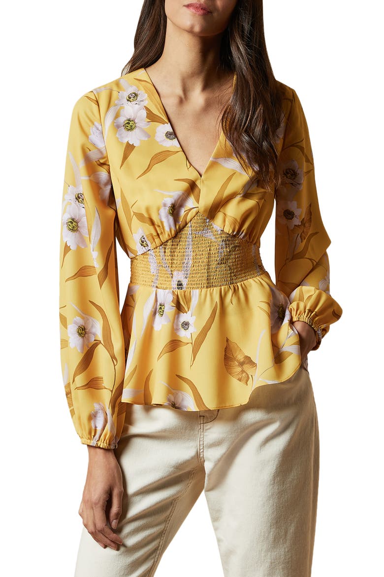 Saniyah Cabana Smocked Blouse, Main, color, YELLOW