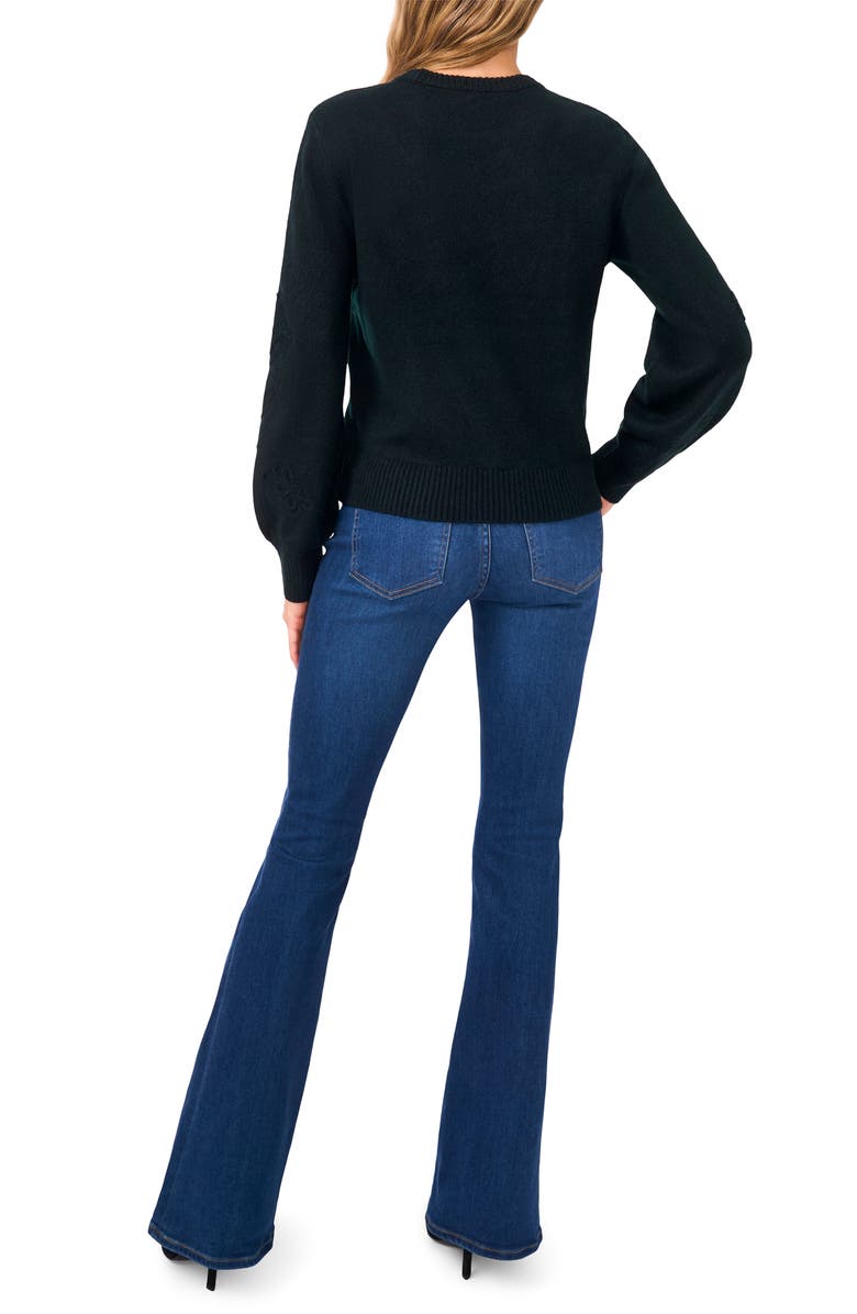 Ted Baker Embroidered Floral Sweater, Alternate, color, Rich Pine