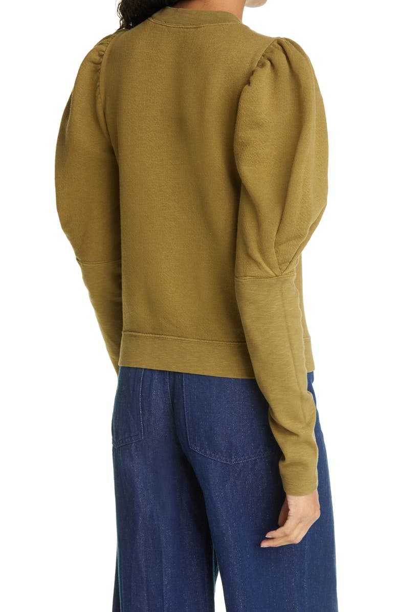 Ulla Johnson Philo Puff Bishop Sleeve Sweatshirt, Alternate, color, 