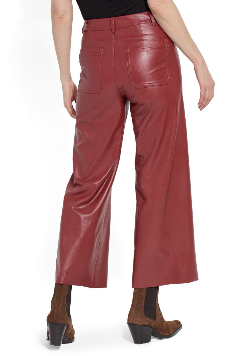 High Waist Faux Leather Wide Leg Pants, Alternate, color, BURNT MAHOGANY