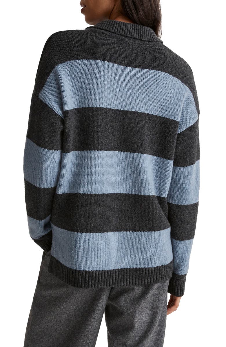 Madewell Rugby Stripe Polo Sweater, Alternate, color, 