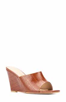 Fashion to Figure Raina Croc Embossed Wedge Sandal - Wide Width