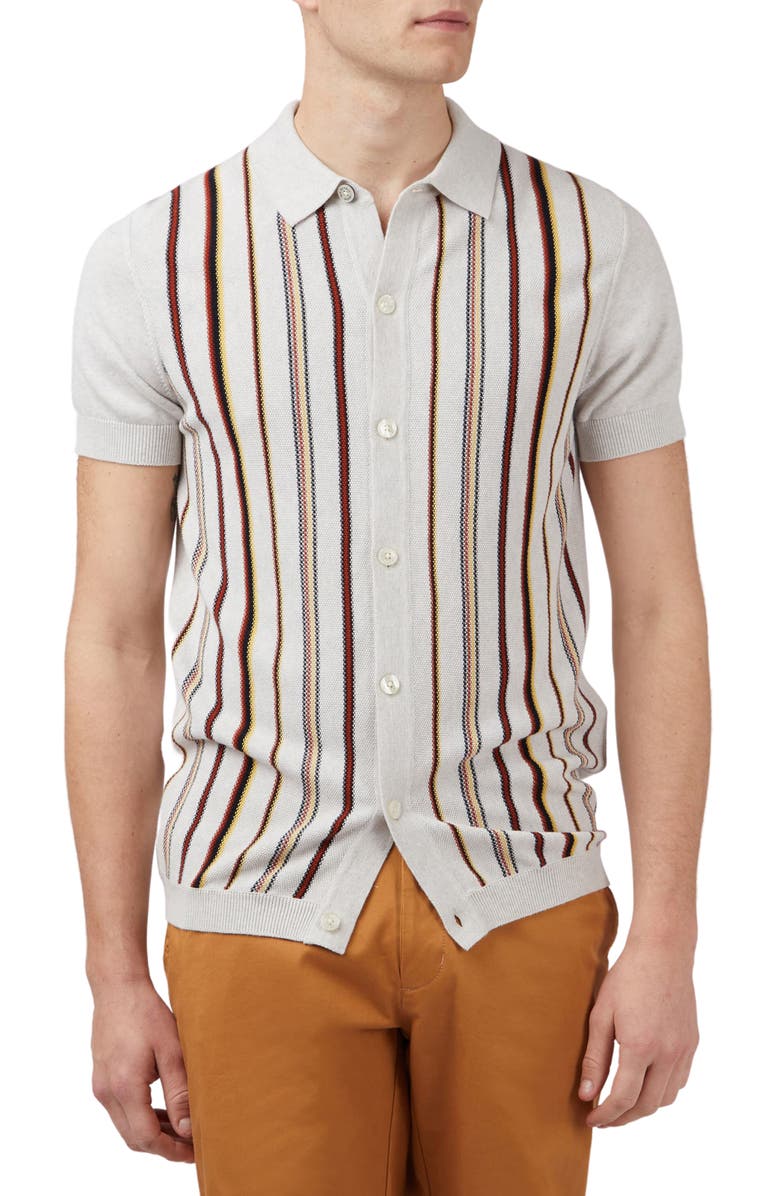 Ben Sherman Stripe Cotton Polo Sweater, Main, color,