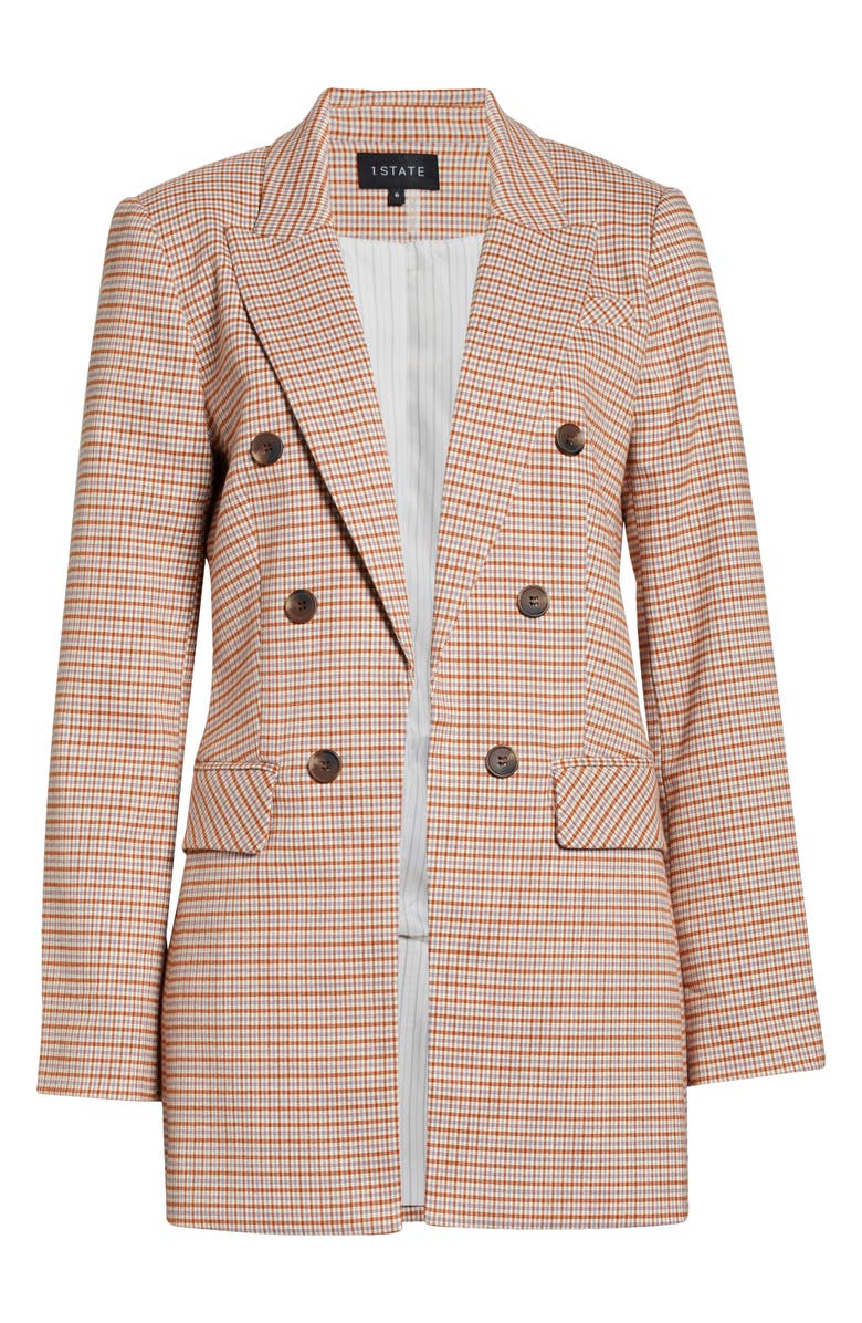 1.STATE Plaid Double Breasted Long Blazer, Alternate, color,
