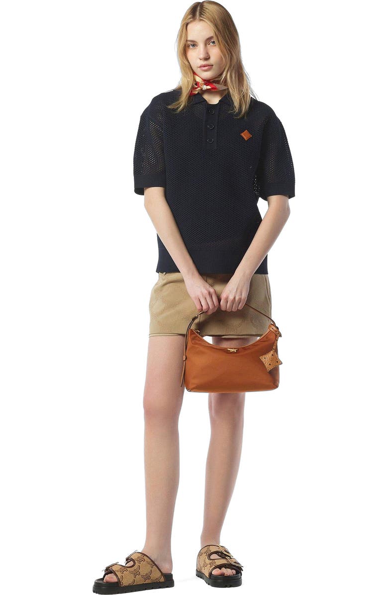 MCM Aren Hobo in Recycled Nylon and Monogram Print Leather, Alternate, color,