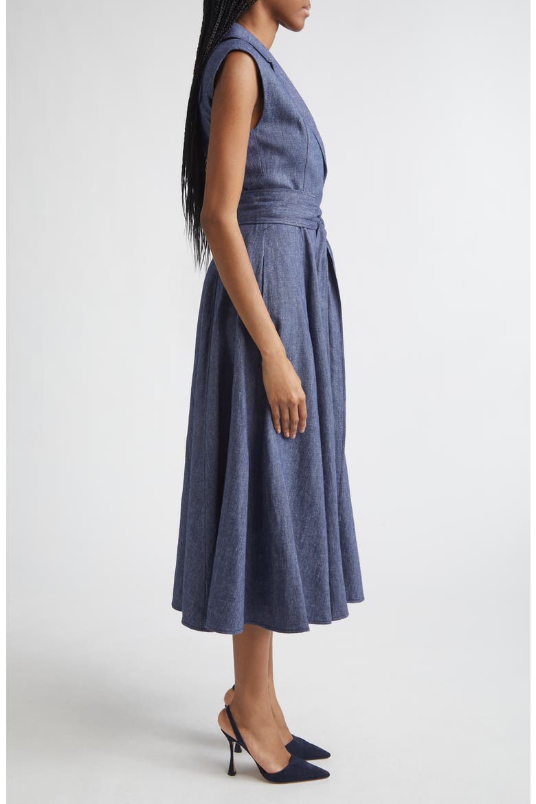 Sleeveless Midi Trench Dress, Alternate, color, DARK BLUE