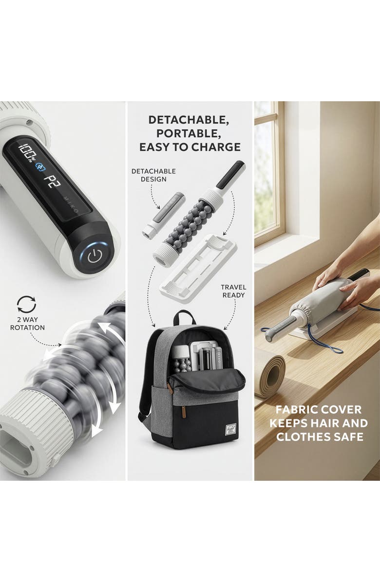 MIKO Swift Rolling Percussive Massager with 5 Speeds, Alternate, color, White