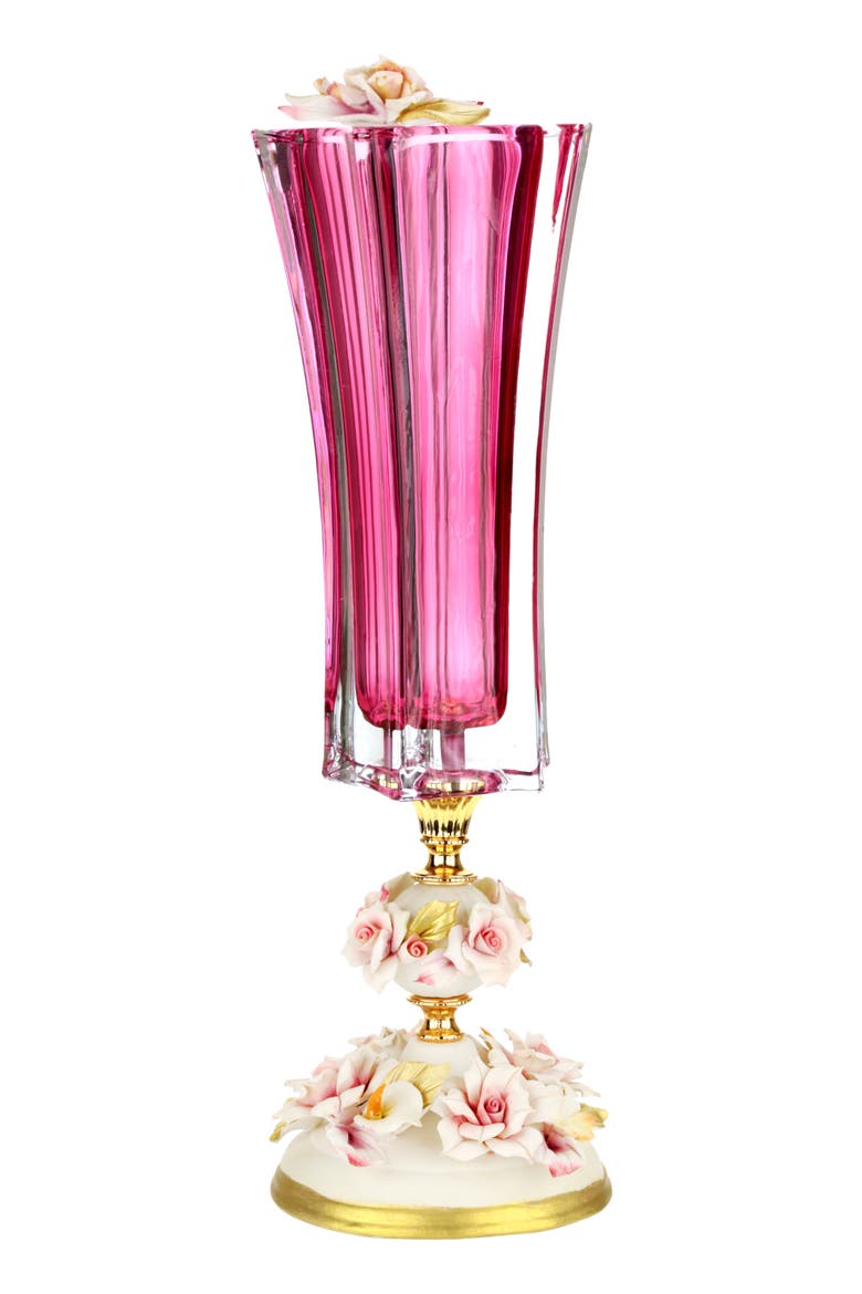Stately Rose Pedestal Vase, Main, color, Fuchsia
