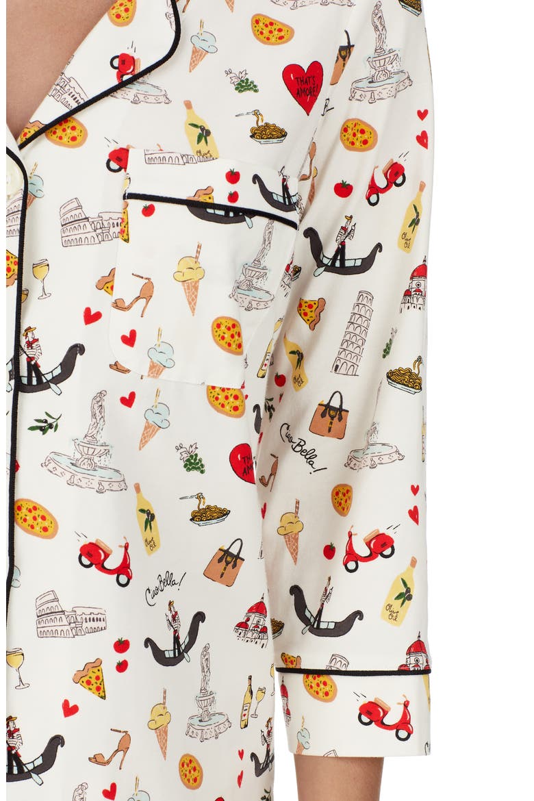 Italian Print Crop Stretch Organic Cotton Pajamas, Alternate, color, THATS AMORE