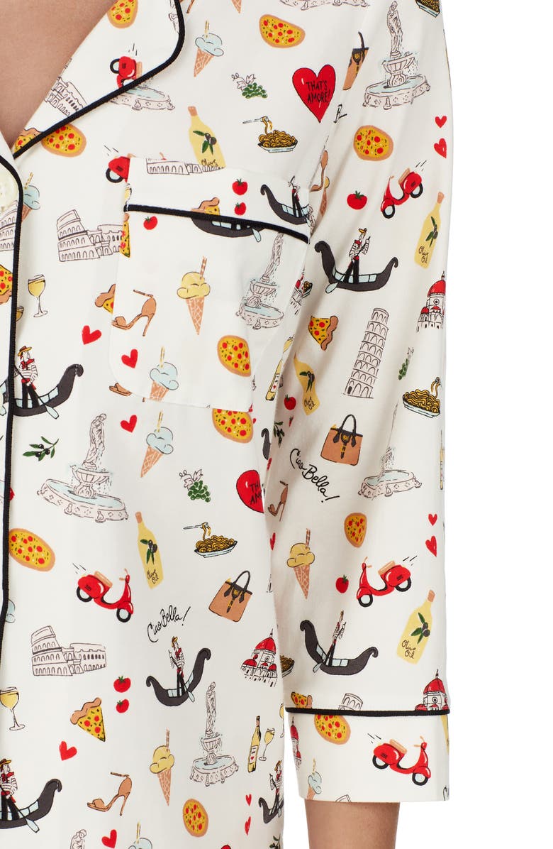 BedHead Pajamas Italian Print Crop Stretch Organic Cotton Pajamas, Alternate, color, 