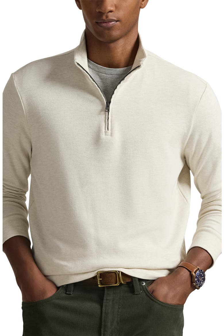Textured Double Knit Quarter Zip Pullover, Main, color, CHALK HEATHER/ NEVIS