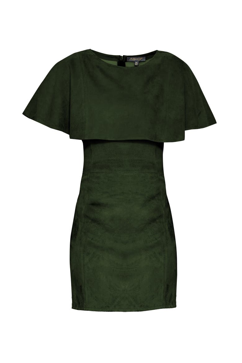 Selene Stretch Suede Dress, Alternate, color, Military Green