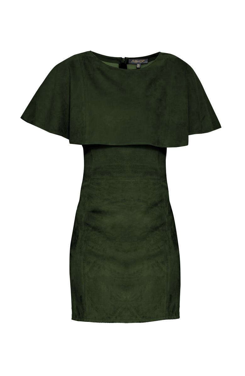 AS by DF Selene Stretch Suede Dress, Alternate, color, Military Green