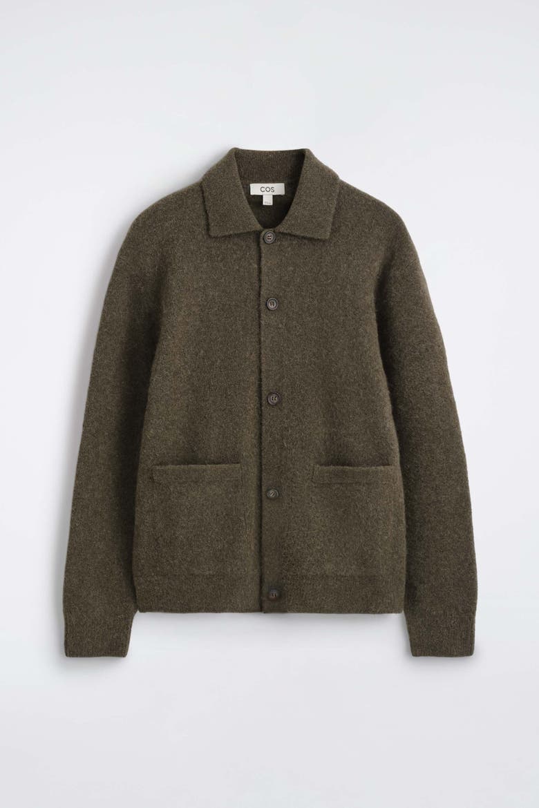 Textured Collared Cardigan, Main, color, COFFEE MÉLANGE